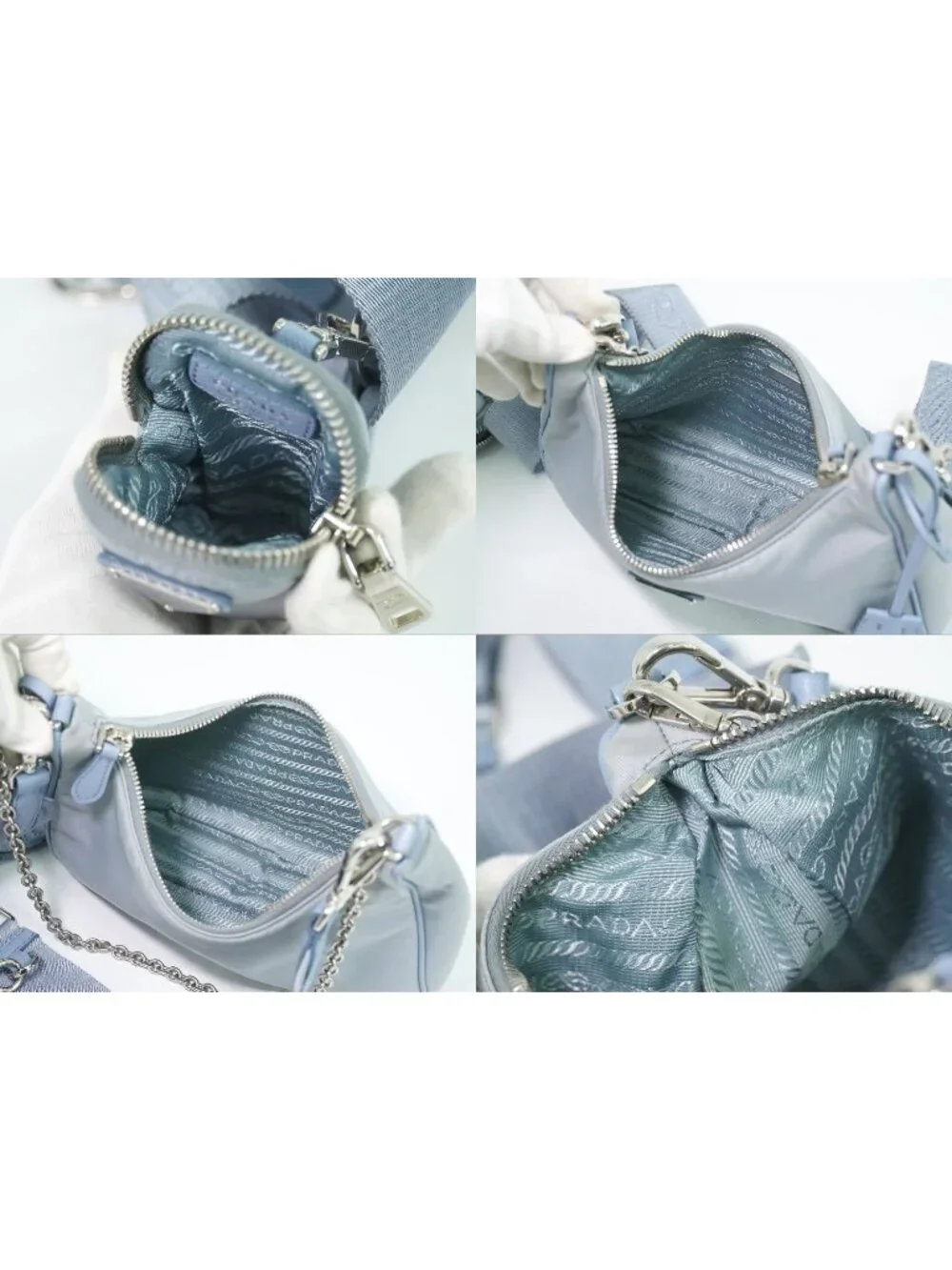 Prada Re Edition 2-Way Shoulder Bag Pochette Nylon Light Blue
